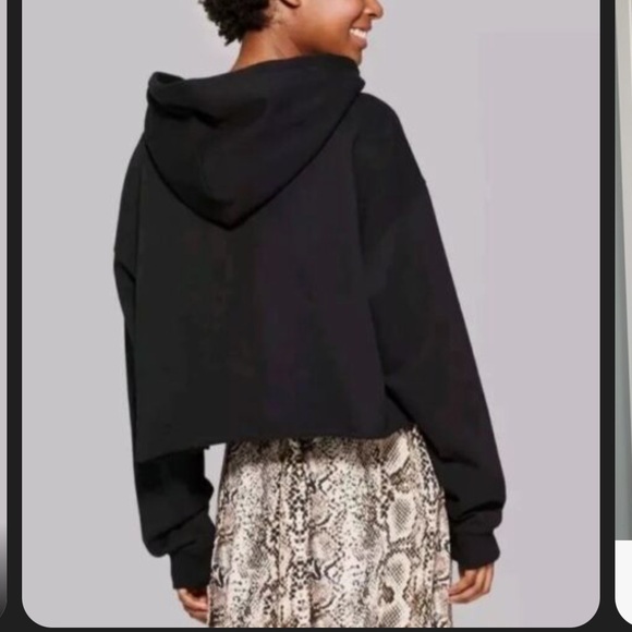 2 CROP Hoodie Sweatshirts Black & Gray - Picture 4 of 9